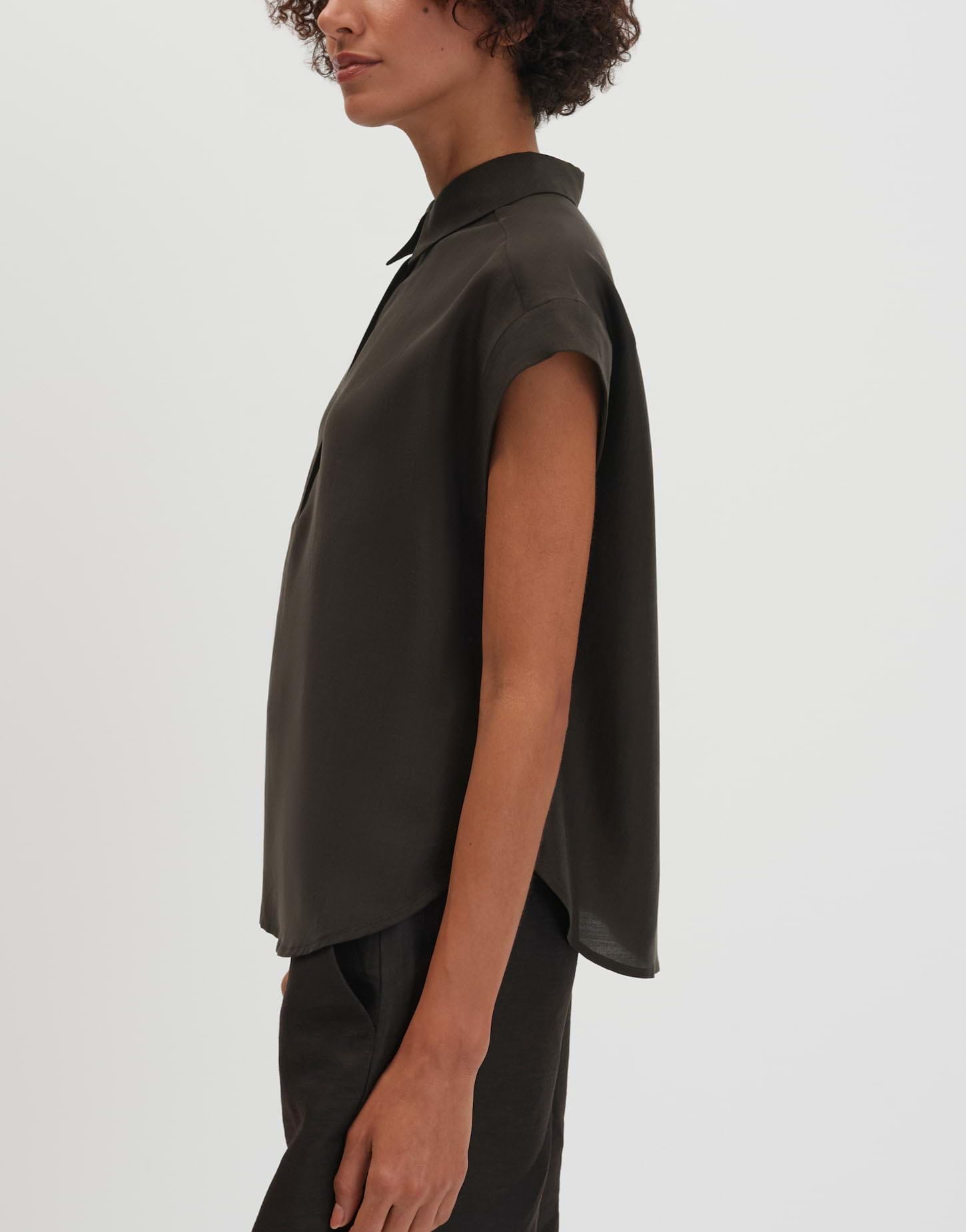someday Damen Kurzarmbluse | Zarte Satinbluse mit Polokragen Regular Fit