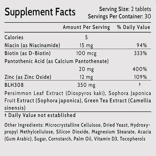 Miniatura 6 de Cabello más grueso y lleno  Bomme BLH-308 Suplemento para el crecimiento del cabello con hoja de caqui, té verde y fruta de Sophora  Libre de drogas