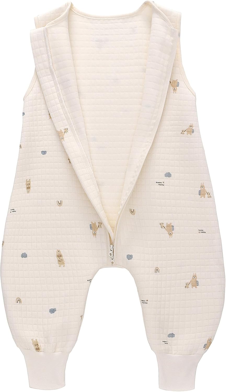 Miracle Baby Sleep Sack with Feet, 1.0 TOG Sleeveless Sleeping Sack with Legs, Breathable Cotton Sleeping Bag for Toddlers