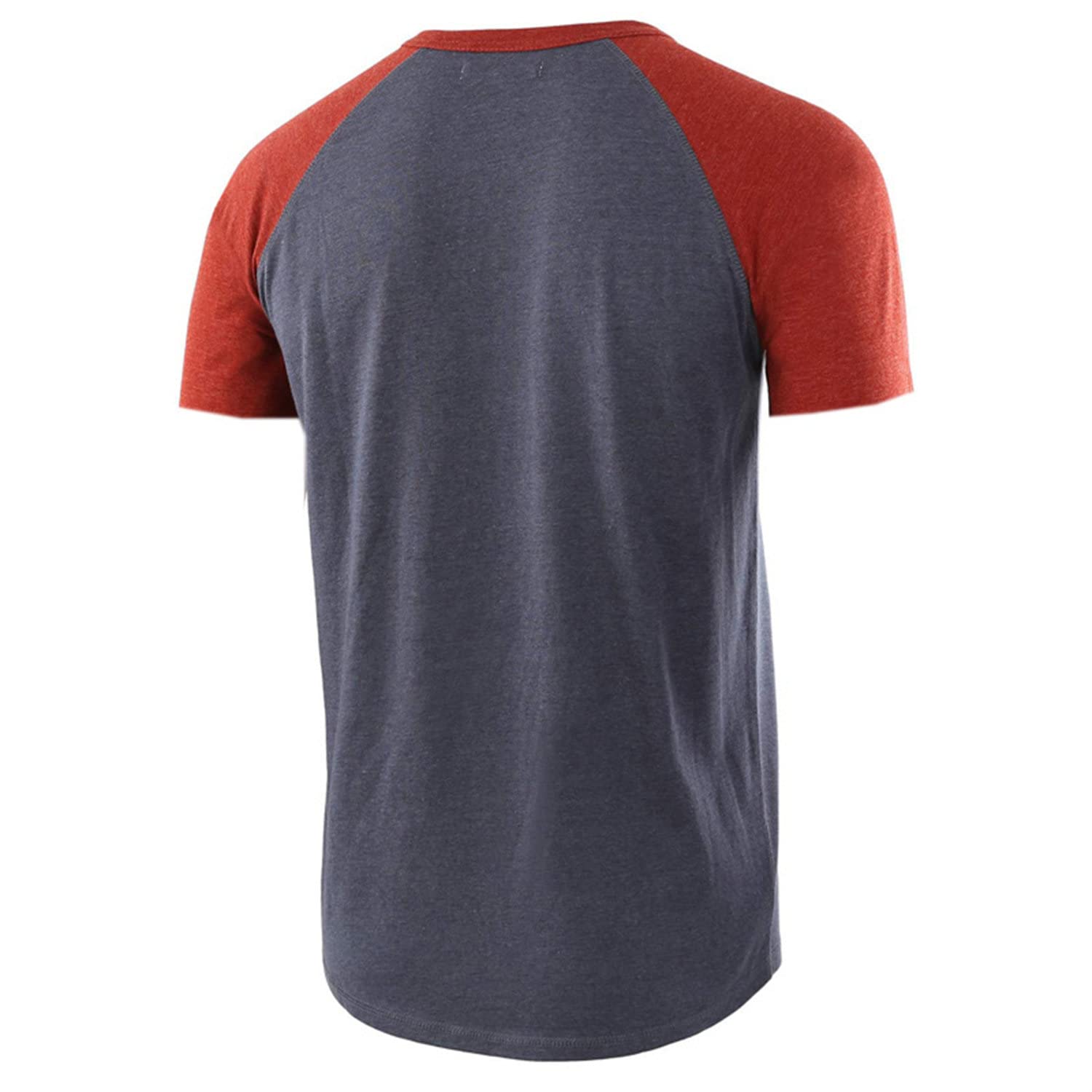 Men's Basic Crew Neck Short Sleeve Comfortable Fit Button Collar Shirt Lightweight Casual Tracksuits (Grey,Large)