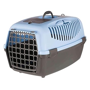 Trixie: - Capri 3 Pet Carrier | Made with Biodegradable Plastic, Cat Travel Carrier, Pets Carrier, Cat Carrier Cage, Carrier for Dogs | Can Hold Upto 8 Kg - 24 x 16 x 15 inch, Pastel Blue