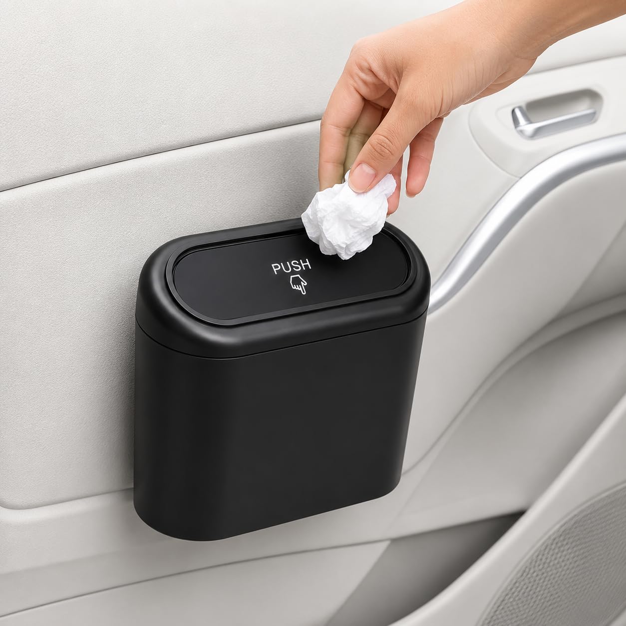 TASMAX car mini car dustbin accessories for Car Trash Bin Can Holder Dustbin Hanging: Black Automotive Garbage Can Bin Trash Container for Auto Cars, Dust Bin, Home, Office,(Black Pac for 1)-image-26