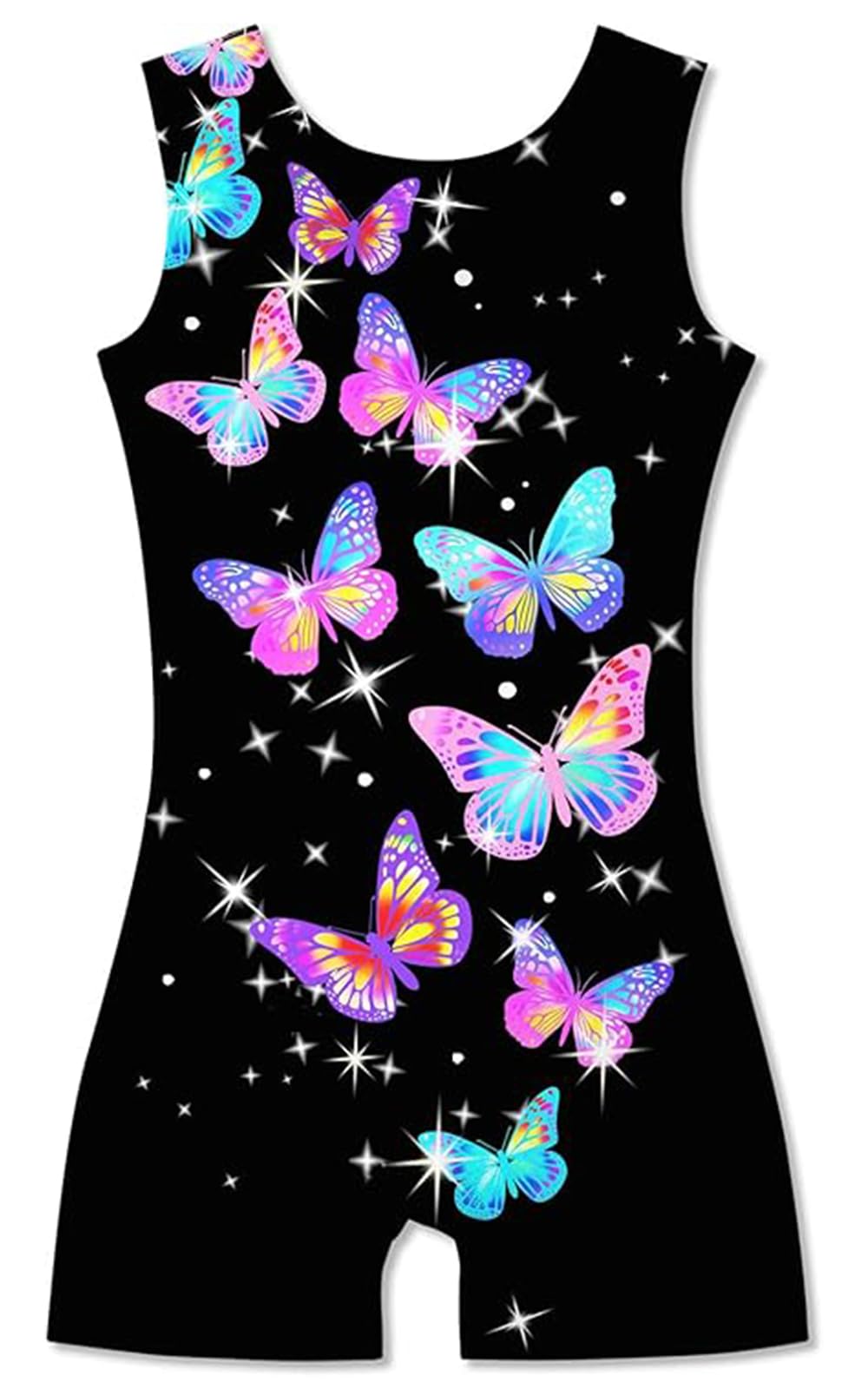 ACOCOPY Girls Leotards for Gymnastics Sparkly Biketards Unitard with Shorts Quick Dry Dance Outfits 4-9 Years — view 9
