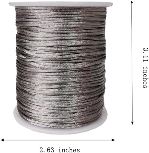 Miniatura 4 de Cordón de satén de nailon de 0.079 in x 110 yardas, cuerda trenzada para anudar chino, macramé, pulseras de amistad, collares, fabricación de joyas