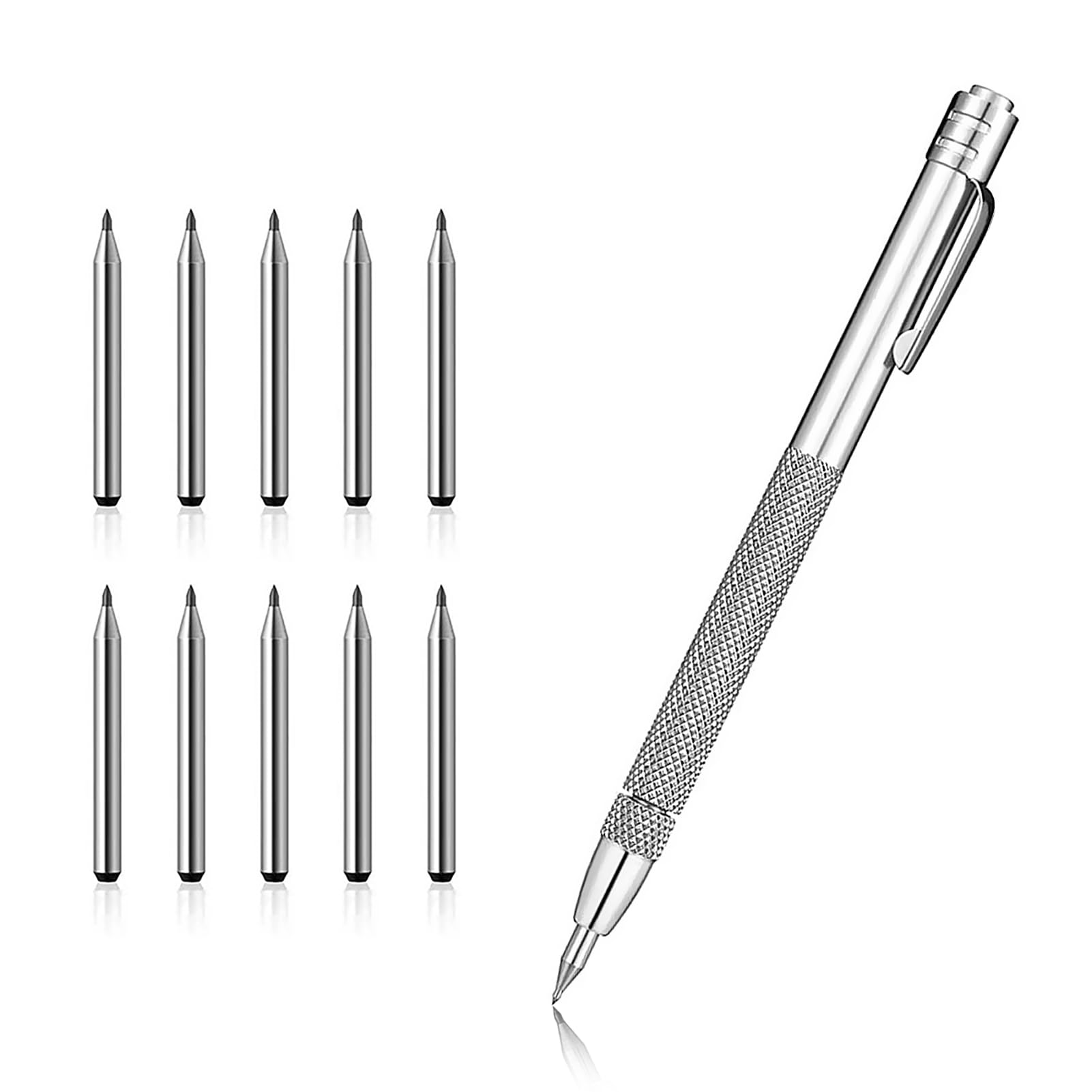 Penne per Incidere in Carburo di Tungsteno, Punta per Incidere con 10 Punte di Ricambio, Perfette per Lamiera, Vetro, Ceramica, Acciaio Temperato e Altro