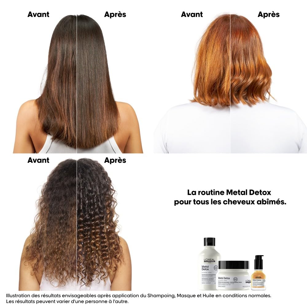 L'OREAL PROFESSIONNEL - Crème Lavante Metal Detox - Shampoing Anti-Casse & Anti-Metal - +67% de Nutrition - Empêche La Couleur de Virer - Sans Sulfate - Cheveux Abîmés & Cassants - Recharge 500 ml