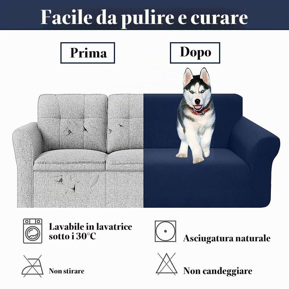 Highdi Estate Copridivano, Nordico Copridivano Elasticizzato, Universale Fodere Copridivani, Copridivani con Braccioli, Antiscivolo Sofa Protettore -Tinta Unita (Bianco,5 posti (305-360cm)