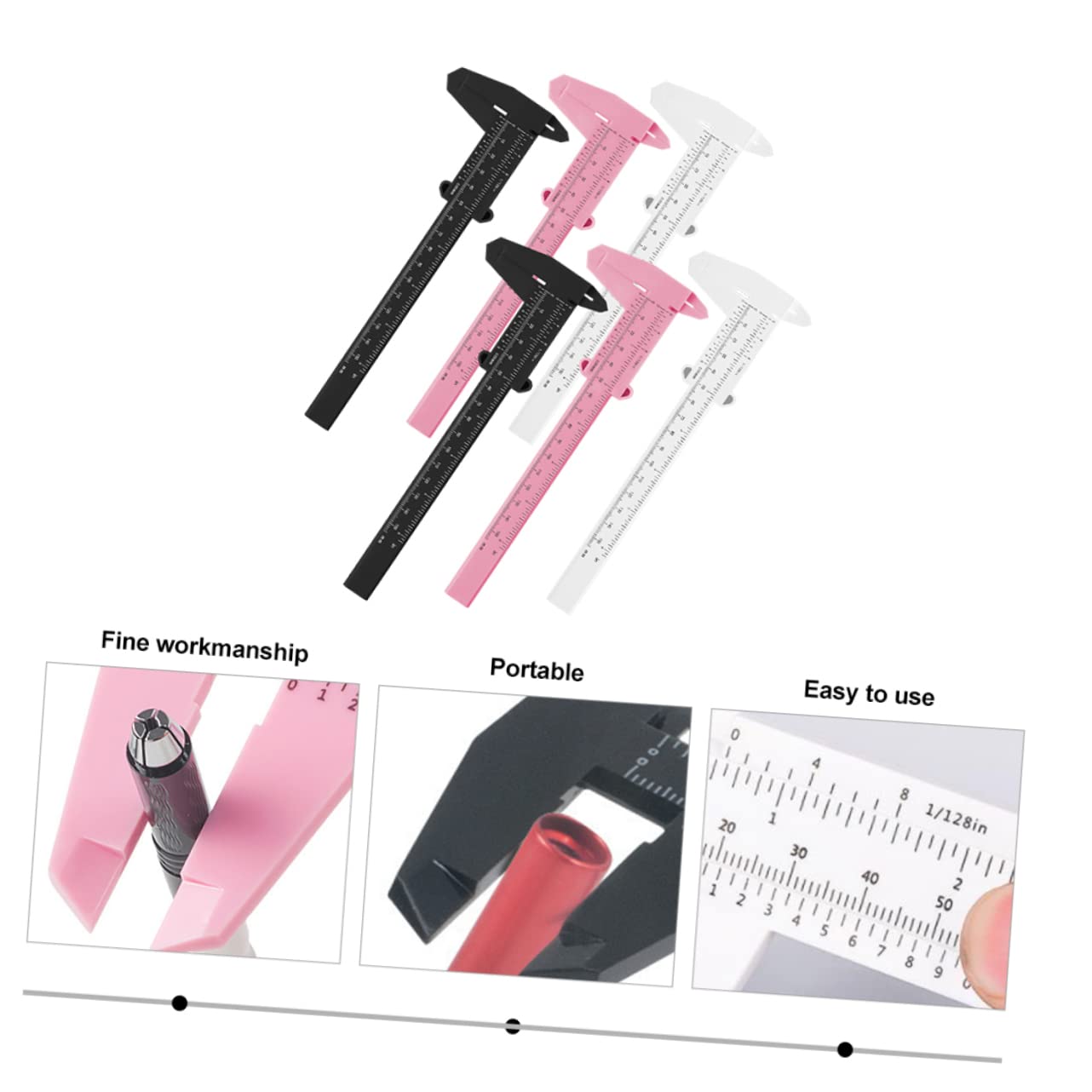 6pcs Professional Eyebrow Measuring Ruler Double Scale Calipers Portable Easy to Use for