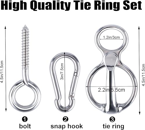 Miniatura 2 de LUTER Anillo de amarre de caballo resistente, anillo de amarre de caballo de acero inoxidable, anillo bloqueador de amarre para caballos,