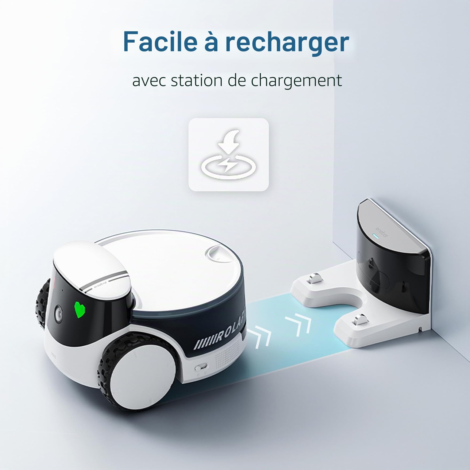 Enabot EBO ROLA PetPal 2.5K Caméra pour Animaux Domestiques sans Fil avec Auto-Recharge, Audio Bidirectionnel
