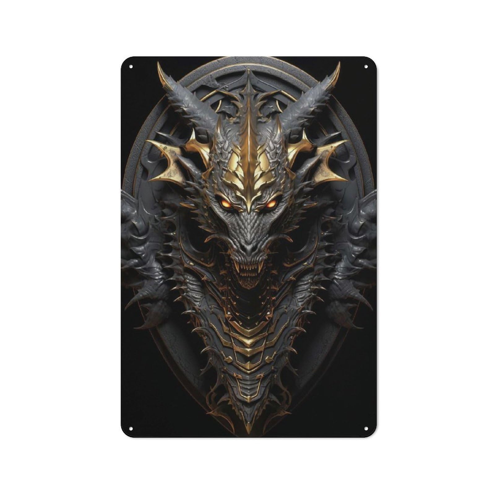 Junmoney Style-5 Golden Lord Elder Dragon Art Decoration Retro Tin Sign 30X20cm For Café Or Restaurant, Housewarming Wall Decor For People Furnishing Café And Restaurant