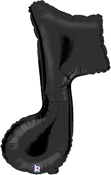 Shindigz 36 Inches Black Single Music Note Shape Mylar Balloon