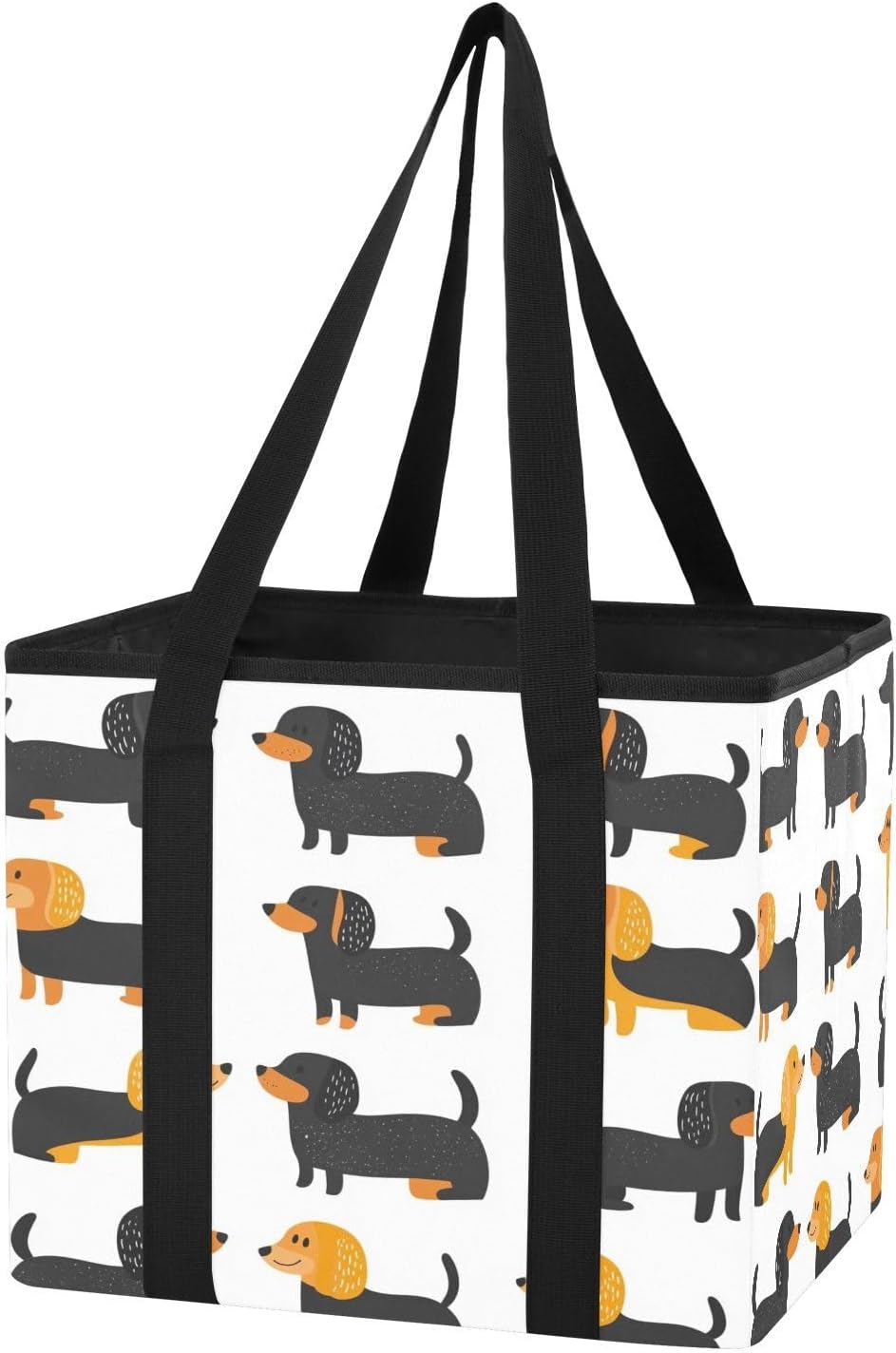 Cute Dog Car Trunk Organizer Foldable Waterproof Reusable Grocery Bags with Reinforced Bottom Board and Handles for SUV Sedan Grocery Camping