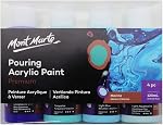 Mont Marte Premium Acrylic Pouring Paint Set, Marina, 4 x 4oz (120ml) Bottles, Pre-mixed Acrylic Paint, Suitable for a Variety of Surfaces Including Stretched Canvas, Wood, MDF and Air Drying Clay.