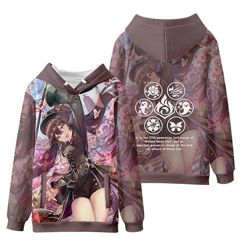 Dalicoter Genshin Impact - Sudadera con capucha Yoimiya con estampado 3D, sudadera con capucha de anime para hombres y mujeres, Hutao, Medium