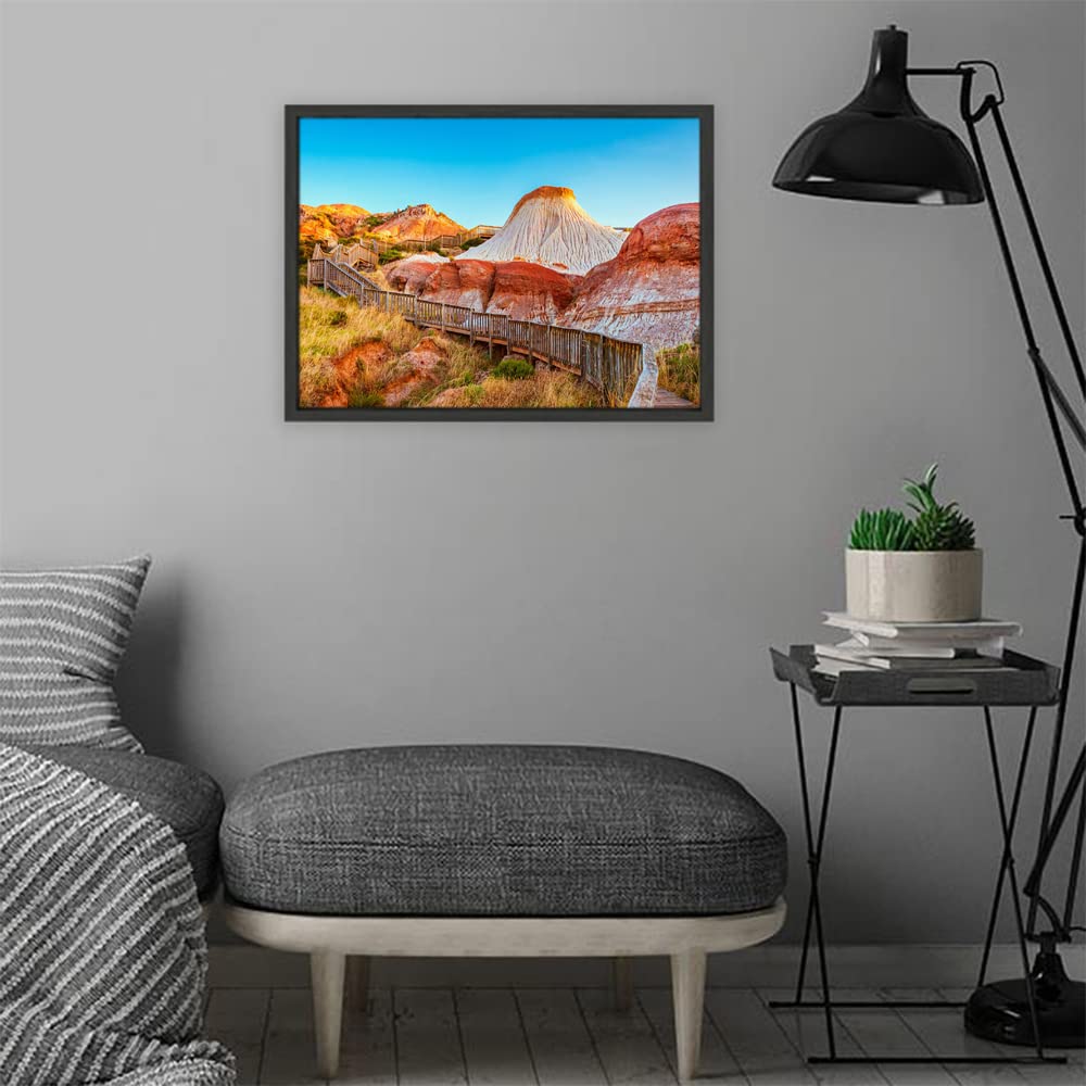 VERRE ARTBlack Floater Framed Canvas - Wall Decor for Living Room, Bedroom, Office, Hotels, Drawing Room (22in X14in) - Hallett Cove Sugarloaf At Sunset Scenery