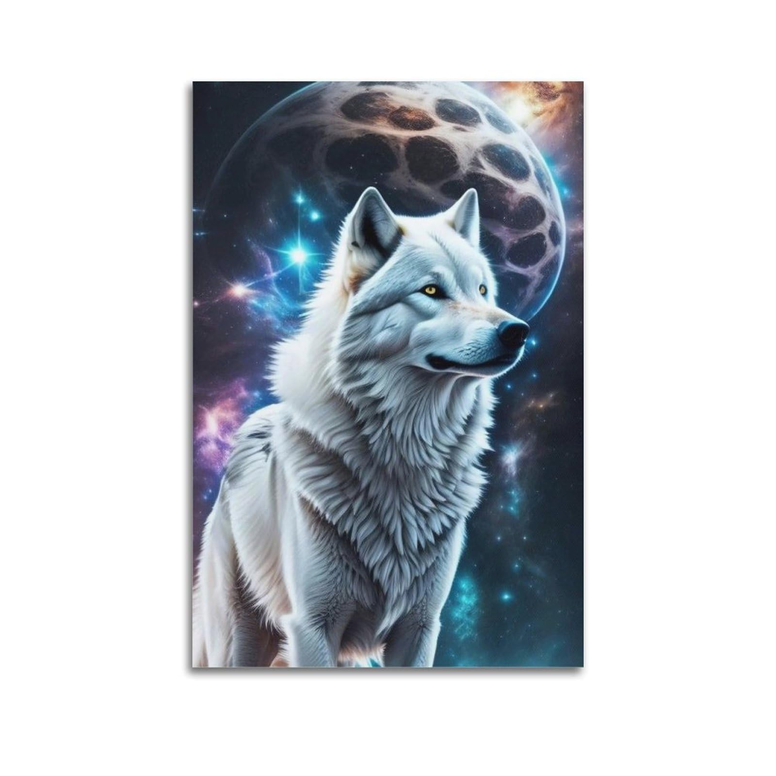WZKTCL Animal Poster Arctic Wolves in The Universe Poster Decorative Painting Canvas Wall Posters And Art Picture Print Modern Family Bedroom Decor Posters 24x36inch(60x90cm)