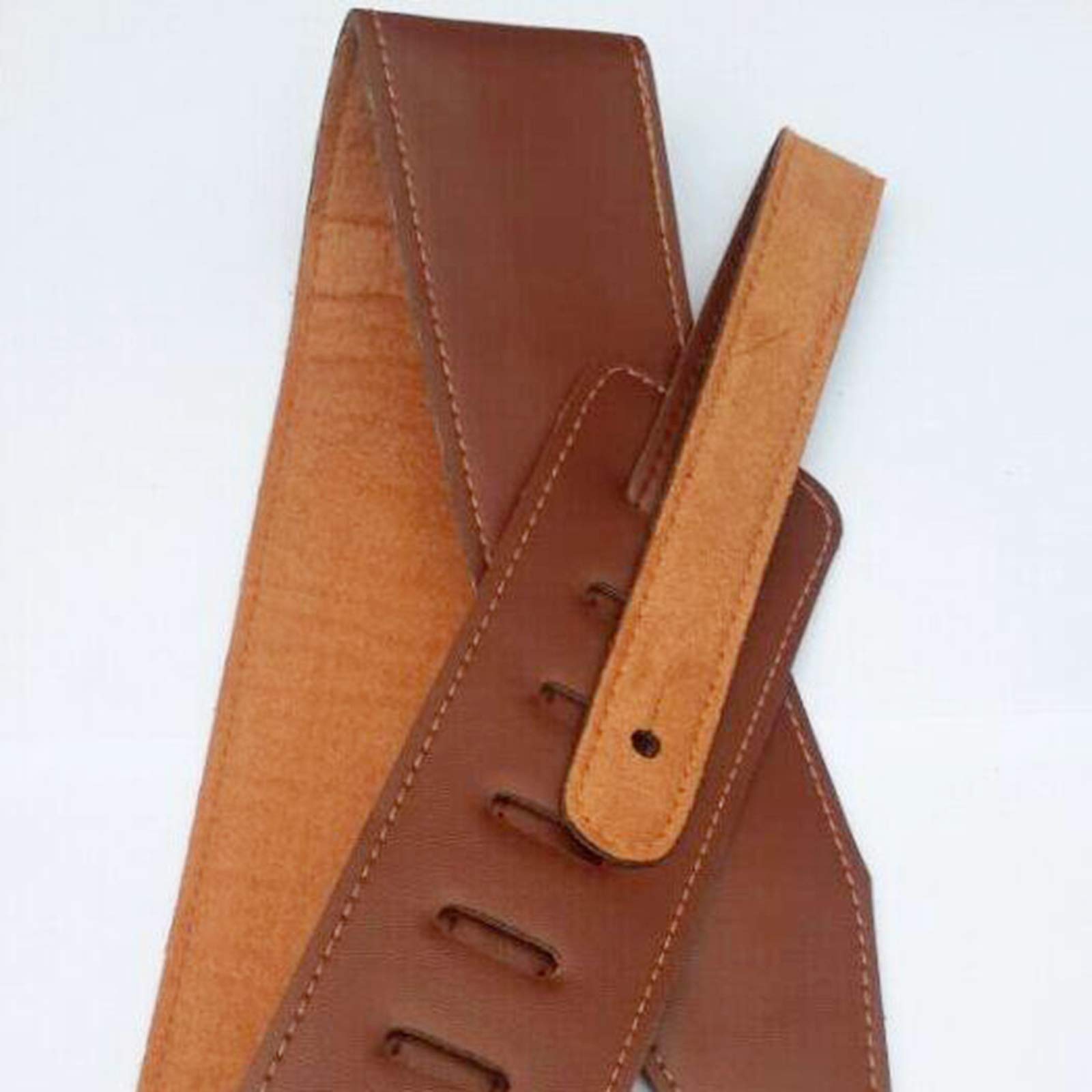 Cinghie regolabili in pelle per chitarra, stile lussuoso, larghezza 6,5 cm, colore marrone chiaro
