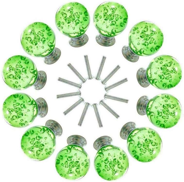 10 PCS Round Shape Bubble Crystal Glass Cabinet Knobs with Screws 30mm Drawer Knobs Pulls Handles for Kitchen Cupboard Drawer Cabinet Dresser Bookcase Wardrobe