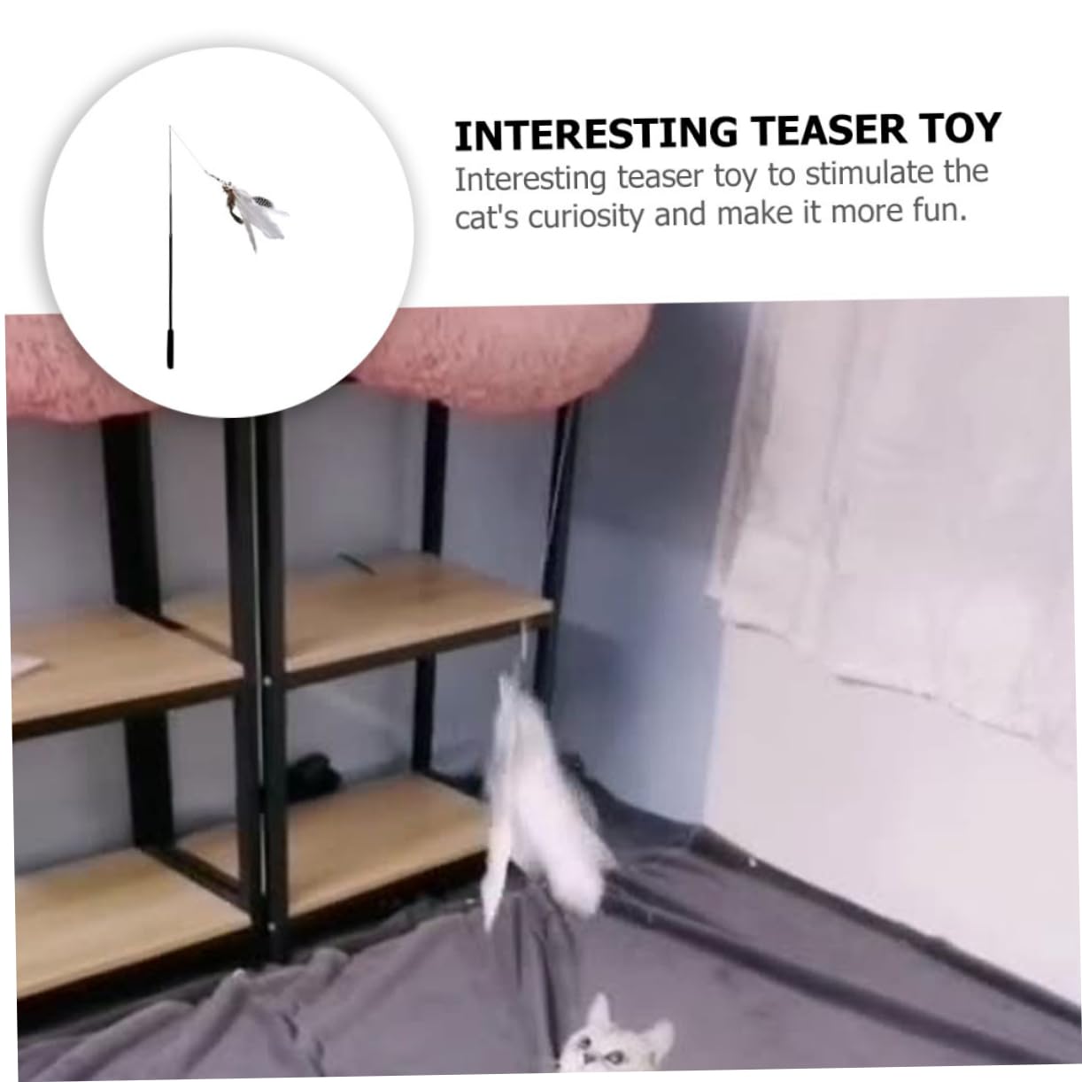 Kisangel 6pièces Canne Télescopique pour Chat avec Plumes Jouets Interactifs pour Instinct De Chasse des Félins pour Jeu Et Exercice