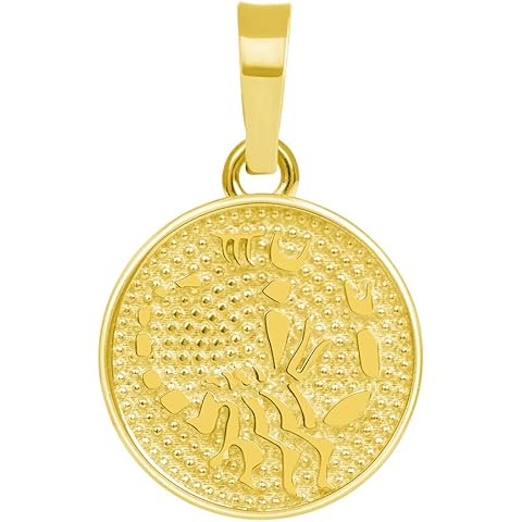 Jewelry America 14k Yellow Gold Tiny Round Zodiac Sign Charm Horoscope Pendant