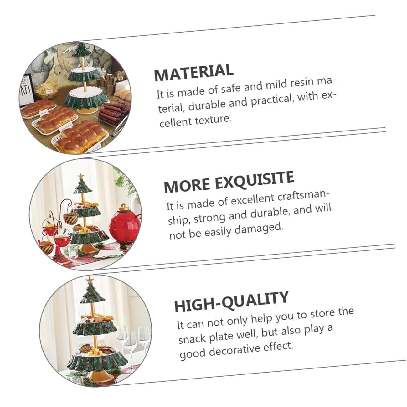 Vassoio Portaoggetti Natalizio in Resina Vassoio per Servire Caramelle e Frutta Decorazione da Tavolo per Feste di Natale e Snack Resistente e Pratico Stile Festoso