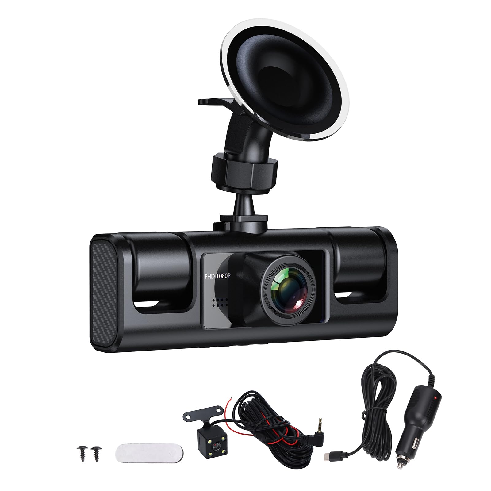 LICAEVEY Dash Cam 4 360° per Auto, Front Rear Left Right, 4 IR