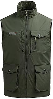 KJDWJKJRF Men's Outdoor Gilet Vest Photography Vest Hiking Vest Hunting Vest Breathable Fishing Vest with Many Pockets Utility Vest Lightweight Safari Vest Summer Functional Vest Work Vest