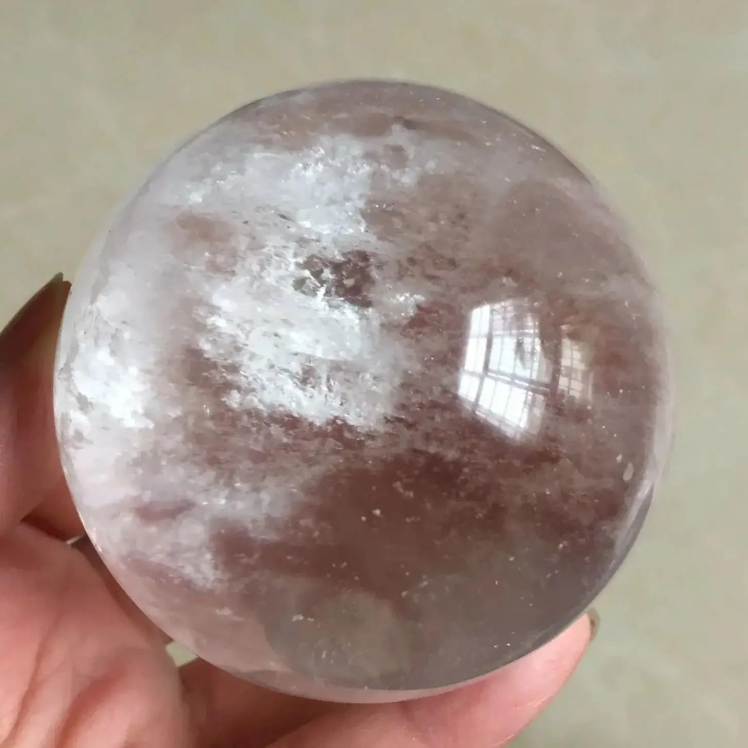 AUOQKQUT Stone Transparent Crystal Ball,White Crystal Quartz Ball, Stone,Divination Ball(Size:210-300g)