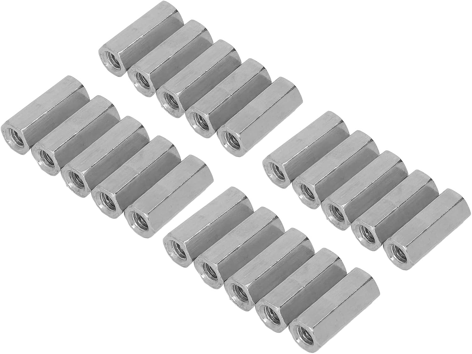 M6 20pcs Stainless Steel Hex Coupling Nuts Corrosion Resistant Precision Thread for DIY Mechanics and Contractors