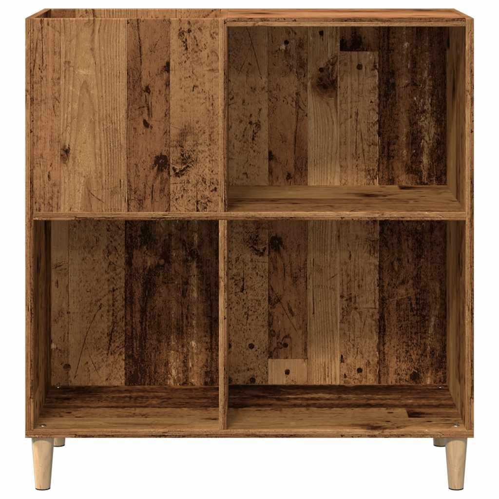 Szafka panelowa o wyglądzie starego drewna 84,5 x 38 x 89 cm, materiał drewnopochodny, dużo miejsca do przechowywania płyt winylowych LP, witryny, szafki pomocniczej w salonie, stabilne