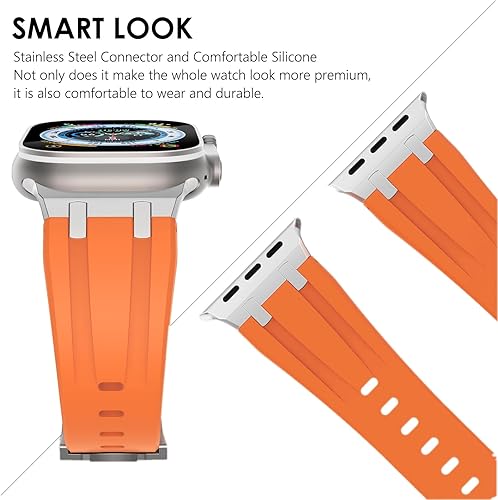 Miniatura 4 de NewWays Correa para Apple Watch Ultra Band de 1.929 in, 1.772 in, 1.732 in, 1.654 in, 1.614 in, 1.575 in, 1.496 in, para hombres, correa de goma de