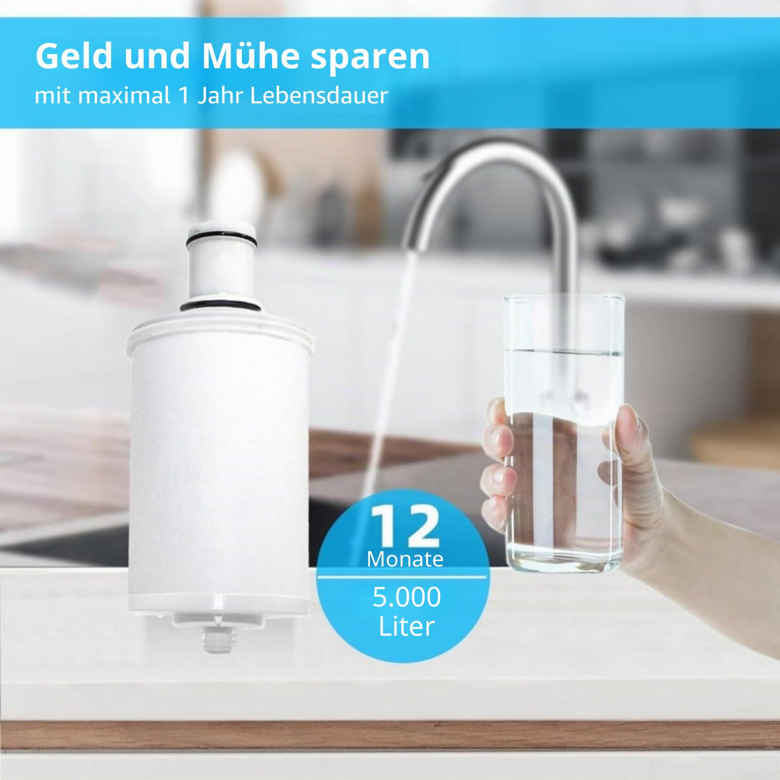 Wasserfilterkartusche für espring 100186, Aktivkohle-Ersatz, 0,2µm Präzisionsfiltration, 5000L Fassungsvermögen, weiß
