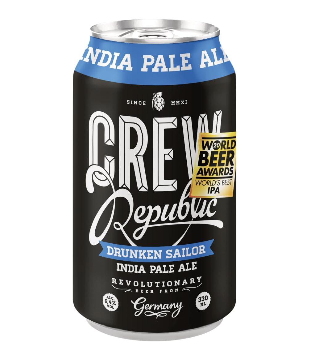 CREW REPUBLIC Drunken Sailor IPA Craft Bier (20 x 0,33l) - Vollmundig Hopfig - World Beer Awards World's Best IPA 2020 - Inkl. 5€ Einwegpfand