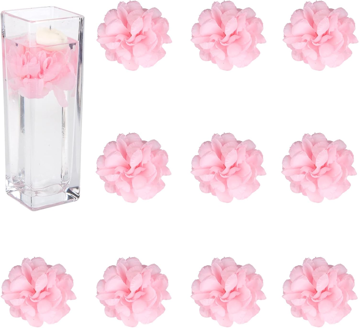 Floating Flowers for Floating Candle Centerpieces, 12pcs Faux Flower Head for Wedding Centerpieces (Pink)