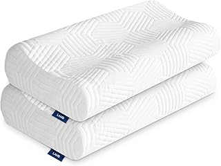 LAMB Höhenverstellbares Memory-Schaum-Kissen, Nackenkissen, Nackenstützkissen, Anti-Schnarch-Kissen, mit abnehmbarem Kissenbezug, 2-teiliges Set
