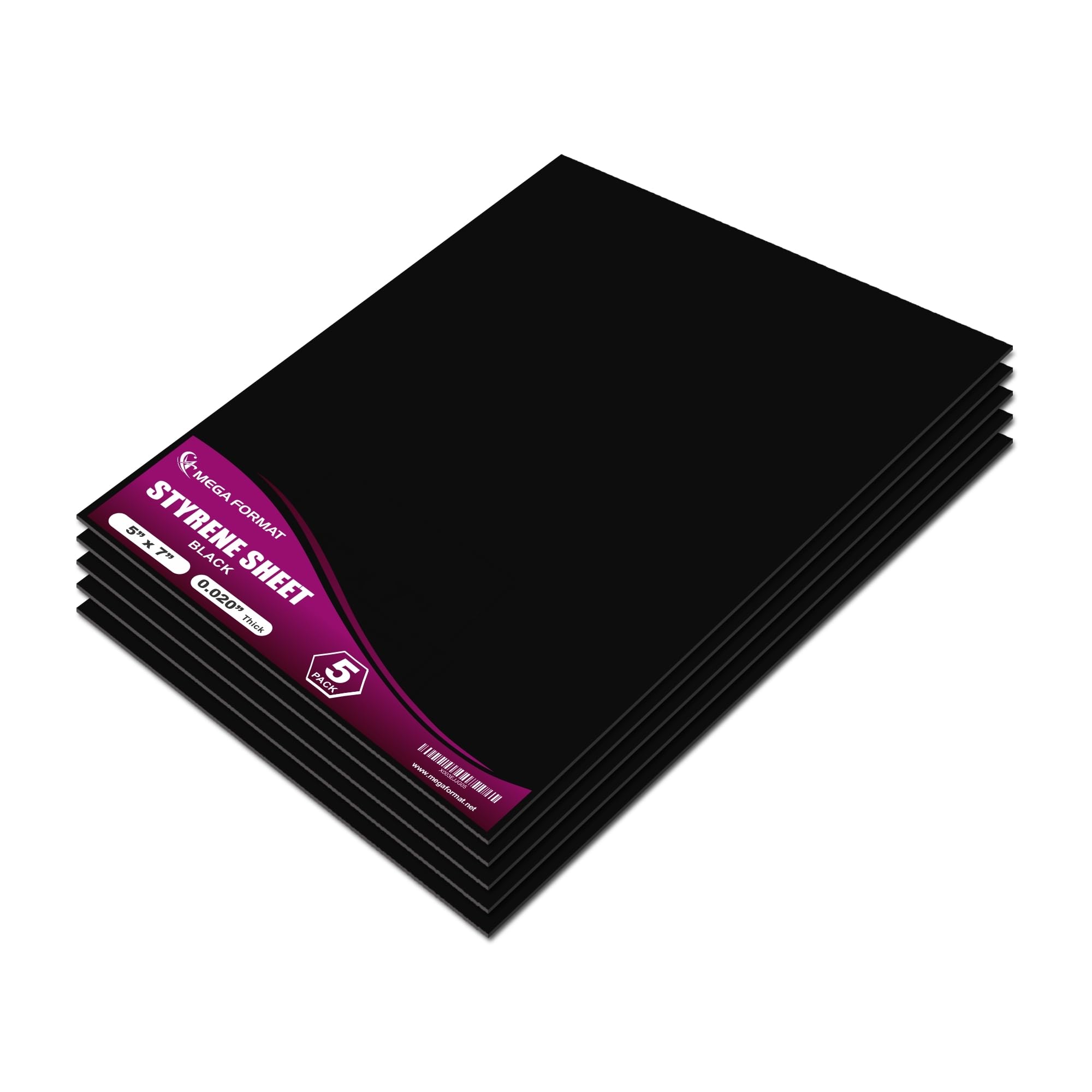 Black Polystyrene Flexible Plastic Board Sheet 5" x 7" (.020 Thick) Styrene Sheet, Ideal for Modeling Projects, Displays, Plastic Sheets for Crafts,