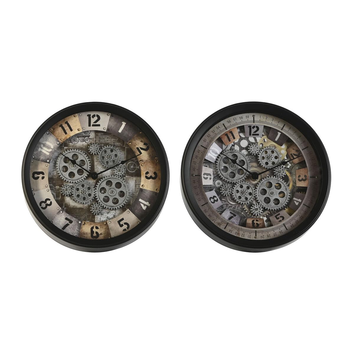 Horloge murale multicolore en métal cristal 33,5 cm (Lot de 2) pour décoration intérieure