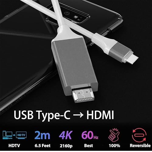 Miniatura 5 de Cable HDMI USB-CPD 4K compatible con Nothing Ear 1 con cable completo de 2160 p30 Hz, 6 pies6.6ft blanco, compatible con Thunderbolt 3