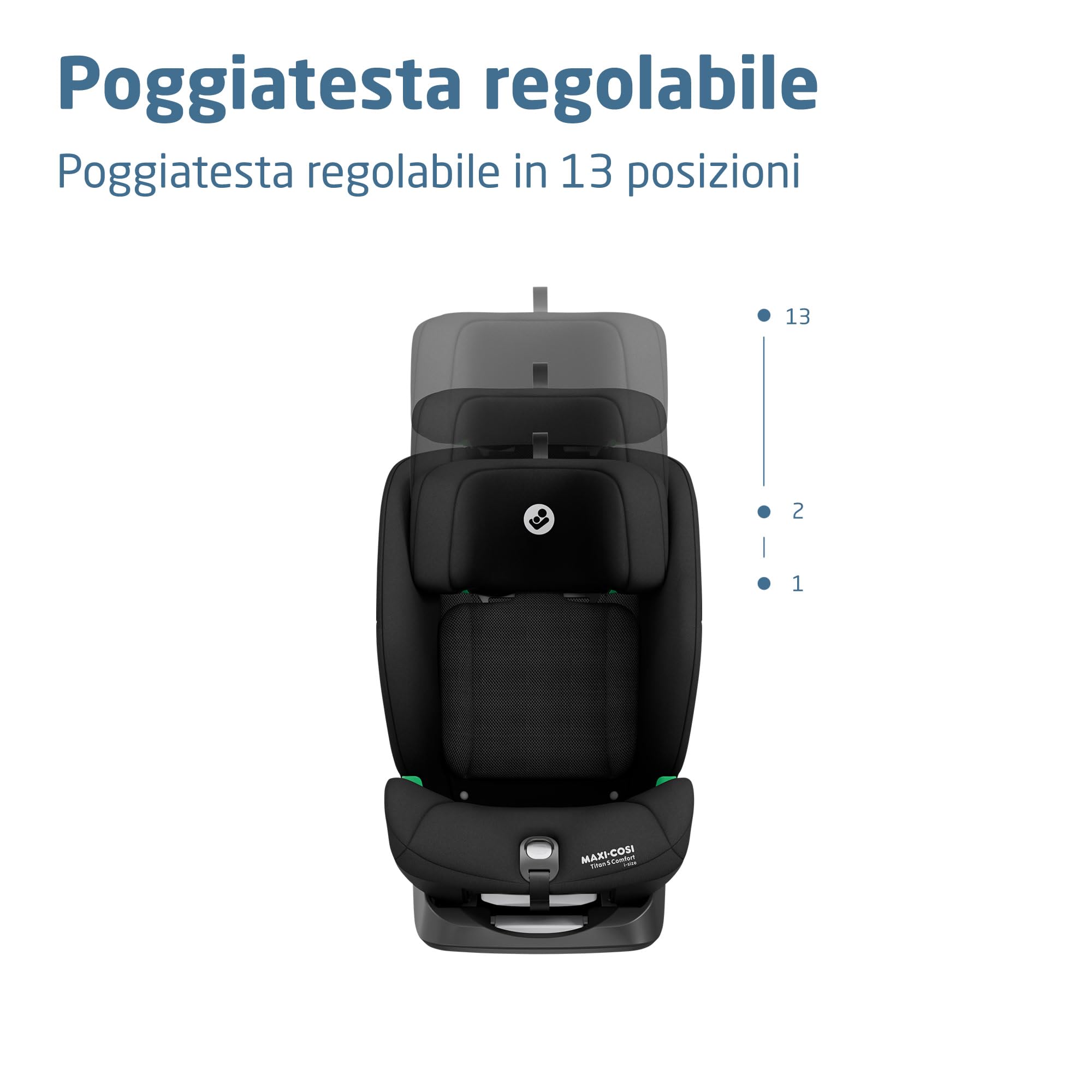 Maxi-Cosi Titan S Comfort i-Size, Tessuti Traspiranti, Seggiolino Auto ISOFIX, 15 mesi - 12 anni (76-150 cm), Seggiolino Auto Reclinabile 5 posizioni, 13 Posizioni Poggiatesta, G-CELL, Authentic Black