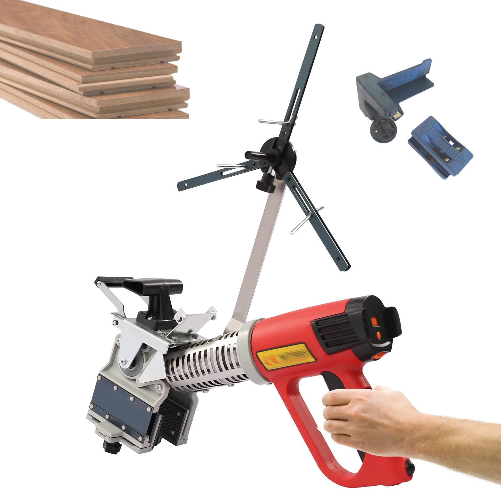 BOOZXCV Portable Edge Bander, Manual Edge Banding Machine with Adjustable 3 Gear Speeds, Woodworking Trimmer with Triangle Bracket for Home and Construction Sites