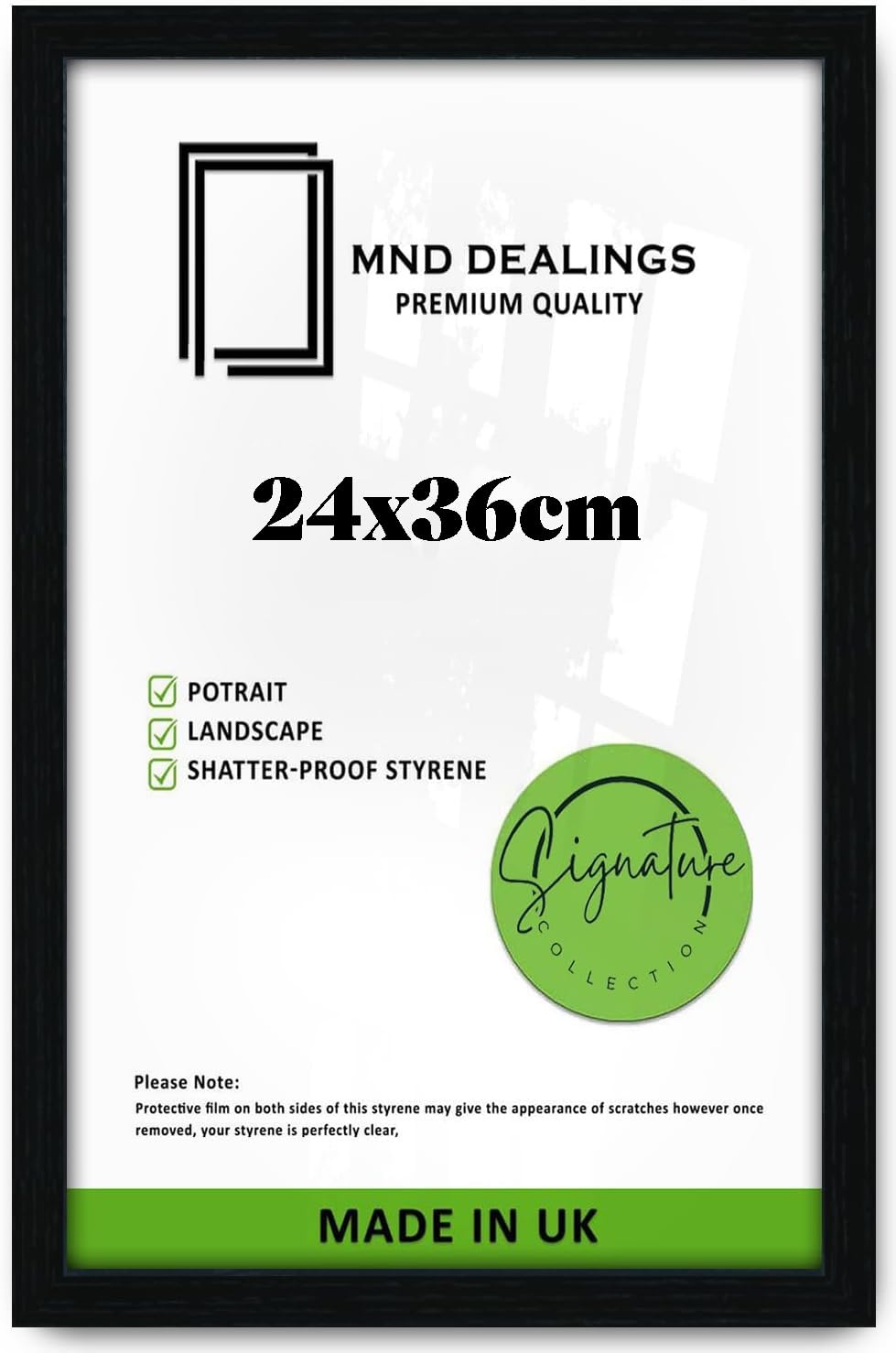 MND Dealings Premium Black MDF Photo/Poster Frame 24x36 cm | Crystal Clear HD Perspex Front | Wall Mount & Table Display | Ideal for Home, Office & Gallery Décor- (Black, 24x36cm)