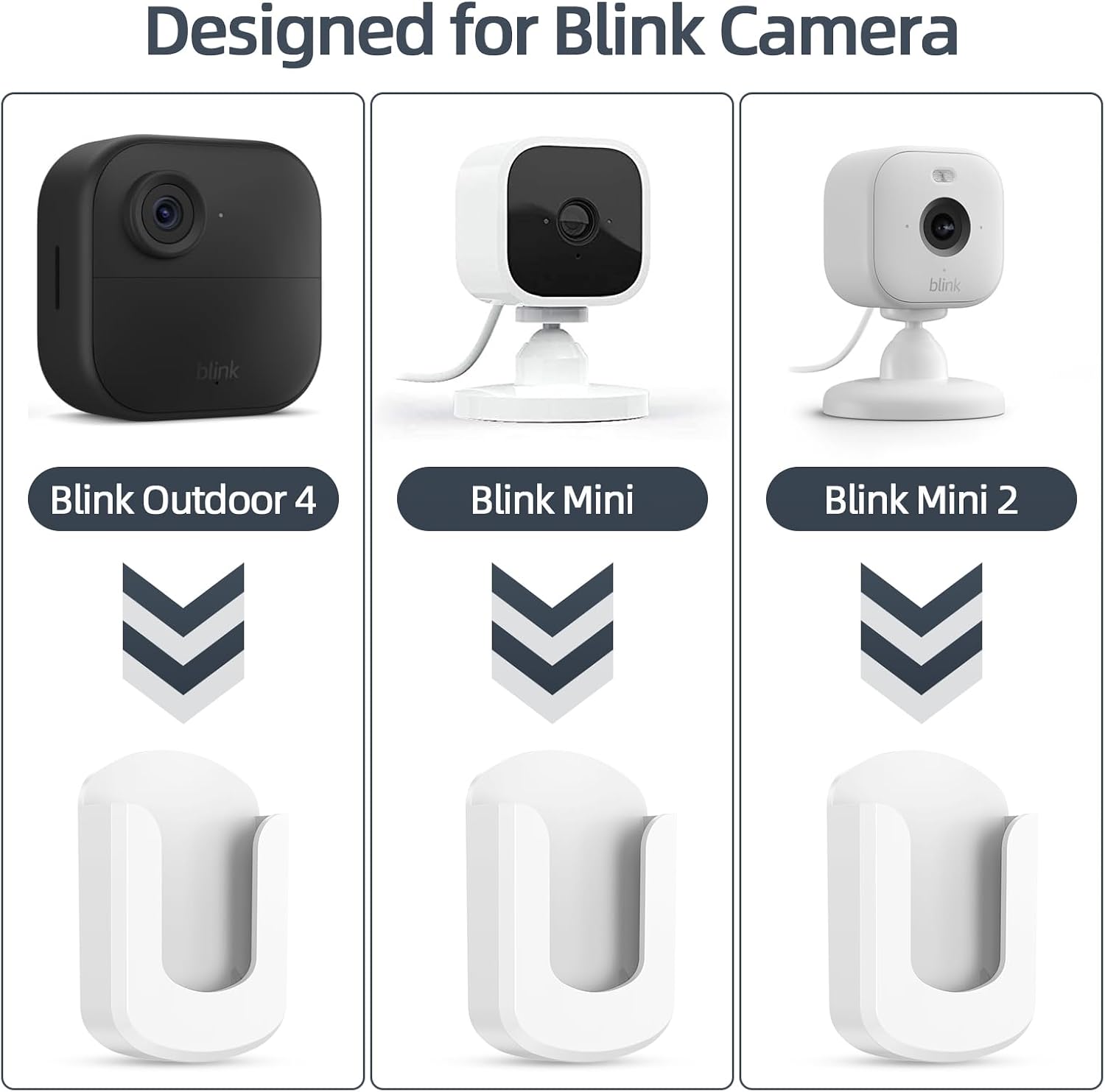 3 Pack Blink Camera No Drilling No Screws Wall Mount Bracket, Adhesive Blink Outdoor Camera Mount for Blink Outdoor 4 /Blink Mini/Mini 2 /Blink Indoor Cameras, Easy to Install (White) image 2