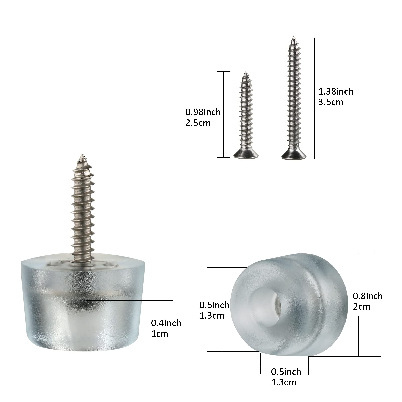 Lot De 16 Pieds De Meubles En Caoutchouc Pour Chaises Audio, Planche à Découper, Pieds En Caoutchouc Vissables (avec Vis, Emballage), Blanc, 2*2*1.5