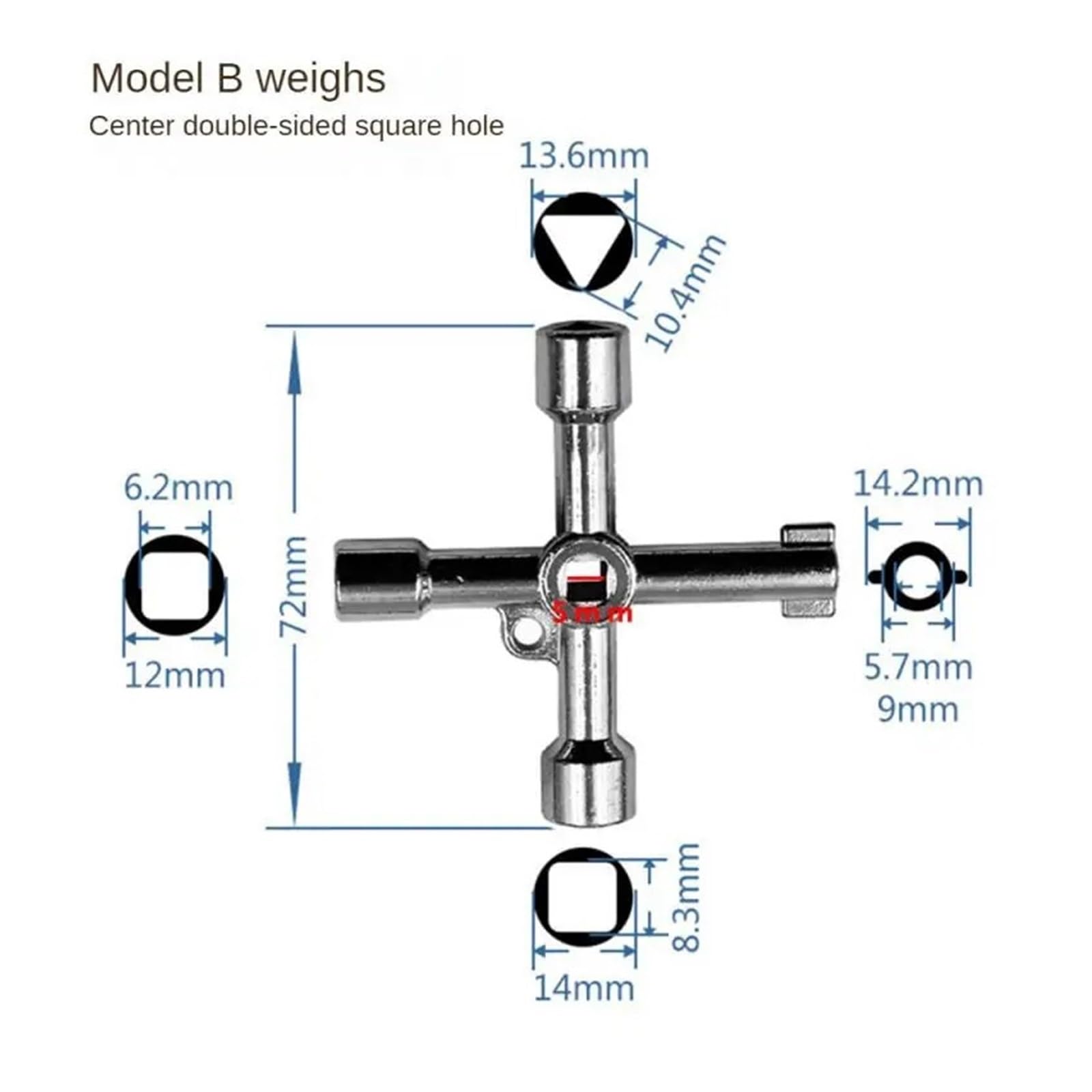 GYQAZSS 4 In 1 Multifunction Electrician Plumber Utility Cross Switch Wrench Square Triangle Key For Gas Train Bleed Radiator