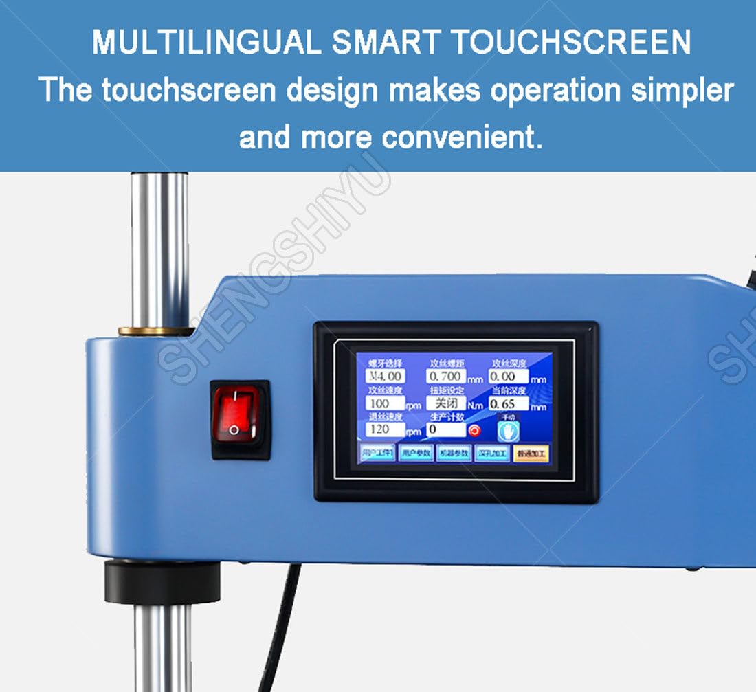 Gewindeschneidemaschine 600W,500mm Hub,1000mm Reichweite,Multi-Material Gewindeschneider Verarbeitet Stahl,Alu & Kunststoff mit Schnellwechsel-Spannfuttern M3～M10