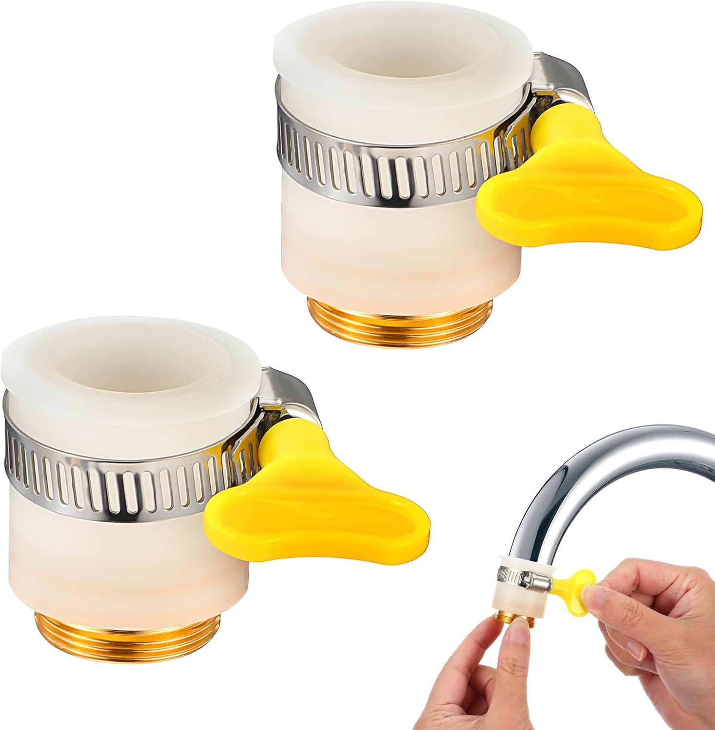 2Pcs Adjustable Faucet Adapter for Faucets, Universal Fits 13-25mm Outer Diameter, Faucet Tap Quick Connector Kit for Countertop Common Faucet Mount Water Filters