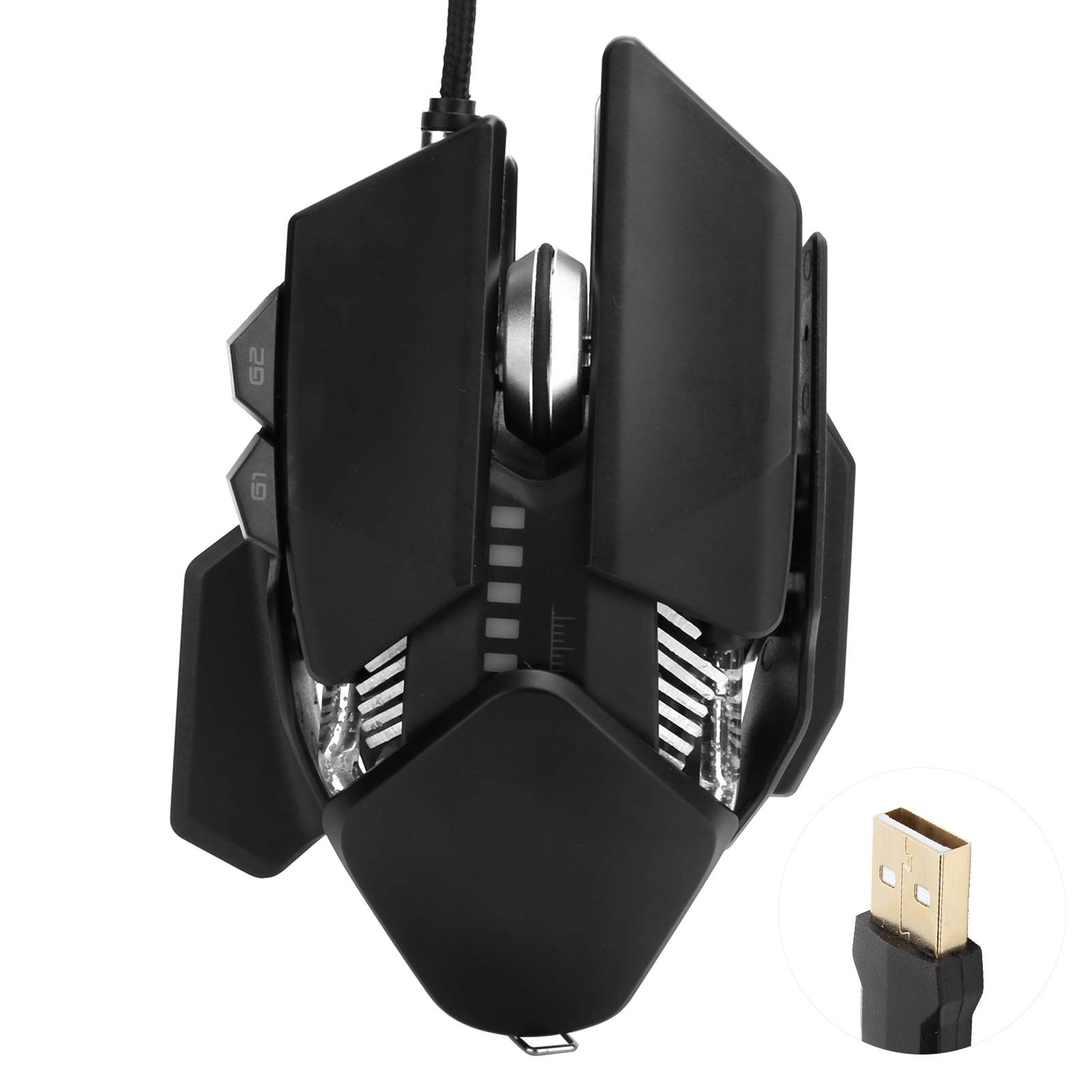 Acouto Mysz Mechaniczna Ergonomiczna Mysz do Gier Regulowany Ogon Przewodowe Materiały Komputerowe 4000 DPI z Zadziwiającym Milionem Wybranych 16 8 Kolorów Pistoletu Be Mechanical MouseErgonomia