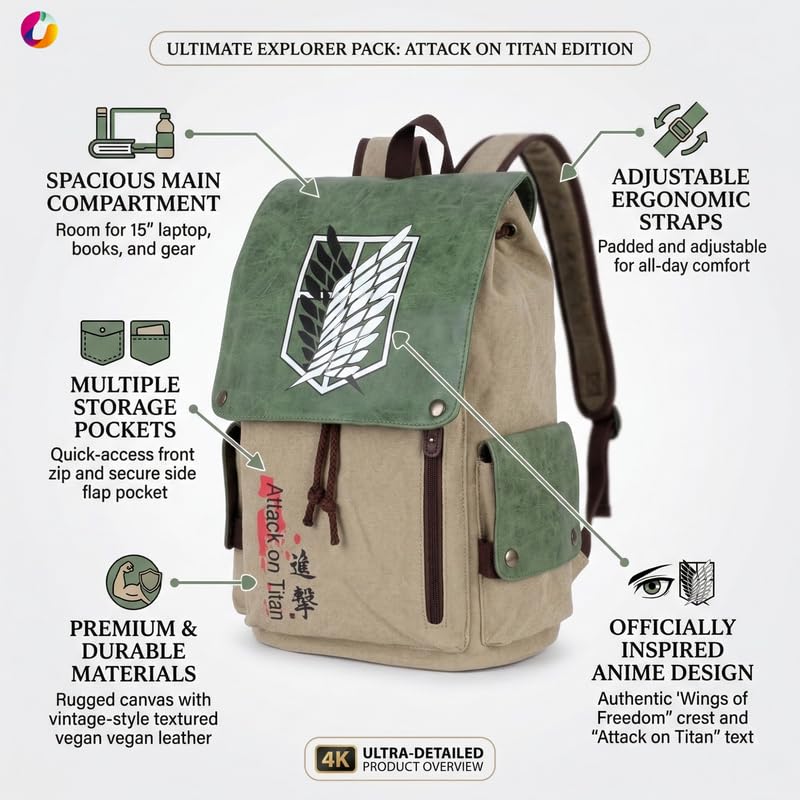 Image of Anime Inspired Backpack for Boys & Girls | Stylish Printed Casual School & College Bag | Canvas Laptop Backpack