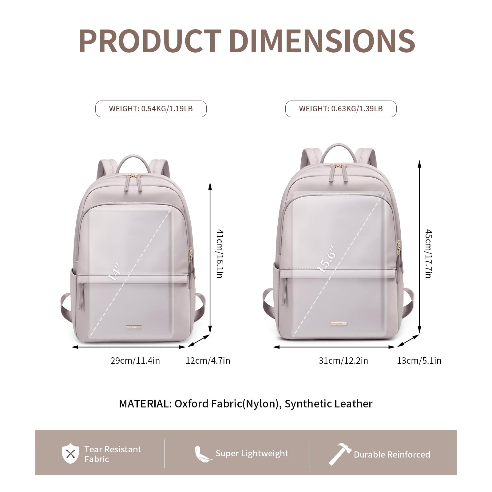 GOLF SUPAGS Zaino Per Portatile PC Donna, Sottile, Antifurto, Per Lavoro, Viaggi, Università, Adatto Per Notebook da 14/15,6 Pollici, Rosa, 14 Pollici